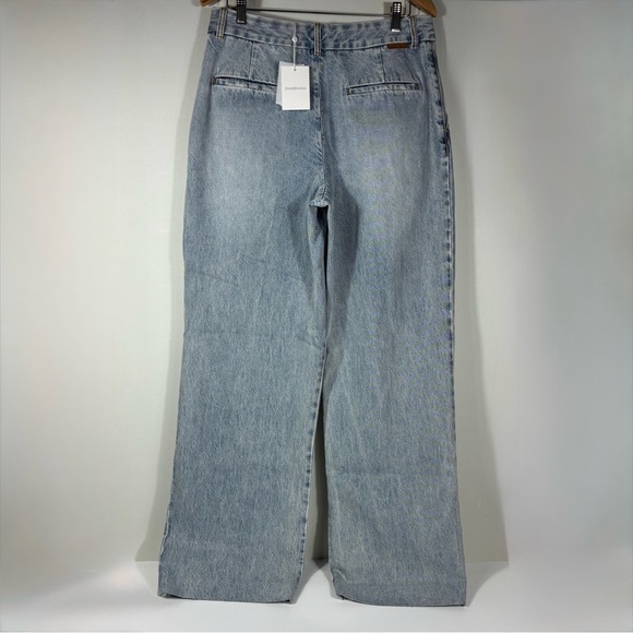 Zimmermann Pleated Wide Leg Jeans Sea Foam Blue AU 2 4 US 8 12 NWT Denim - Picture 4 of 17